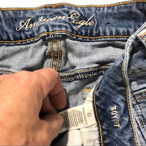 AEO Low Rise Stretch Distressed Boy Fit Crop Jeans - Picture 5 of 8